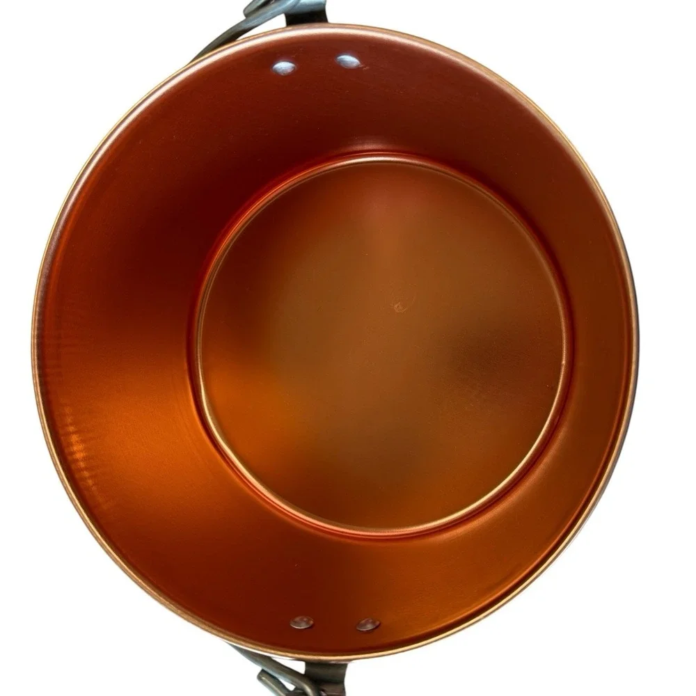 Vintage Copper Anodized Aluminum Cookie Kettle Canister Bail Handle Lid MCM GUC